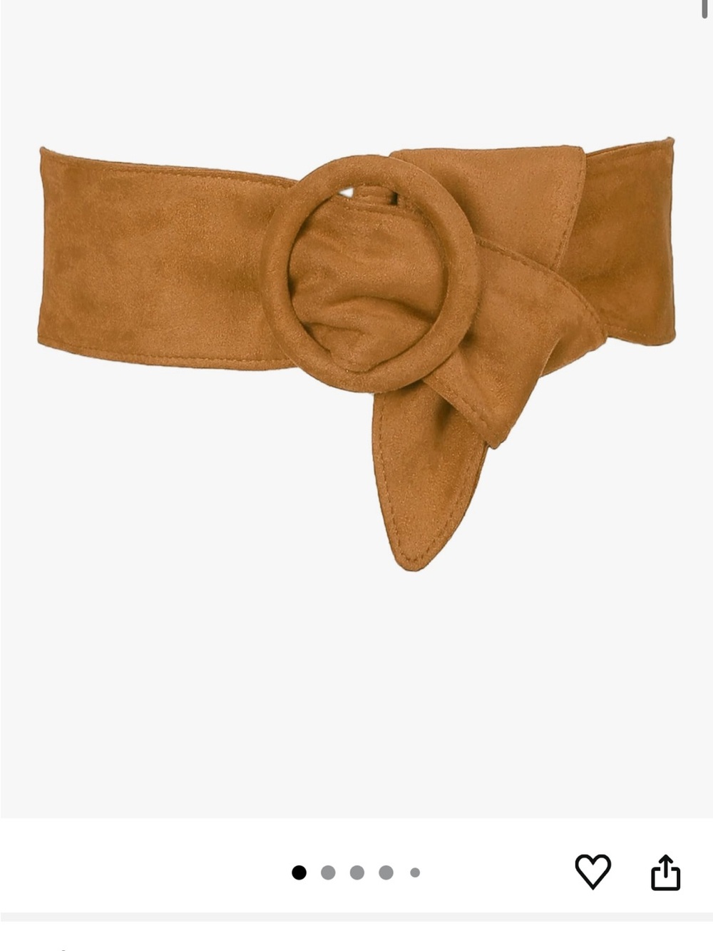 Wide Tan Suede Tie-Waist Belt with Round Buckle